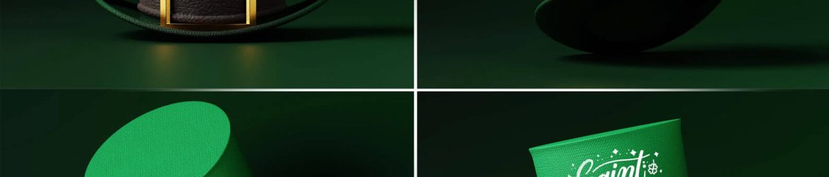Free Green Buckle Hat Mockup PSD set