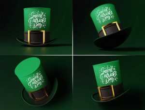 Free Green Buckle Hat Mockup PSD set