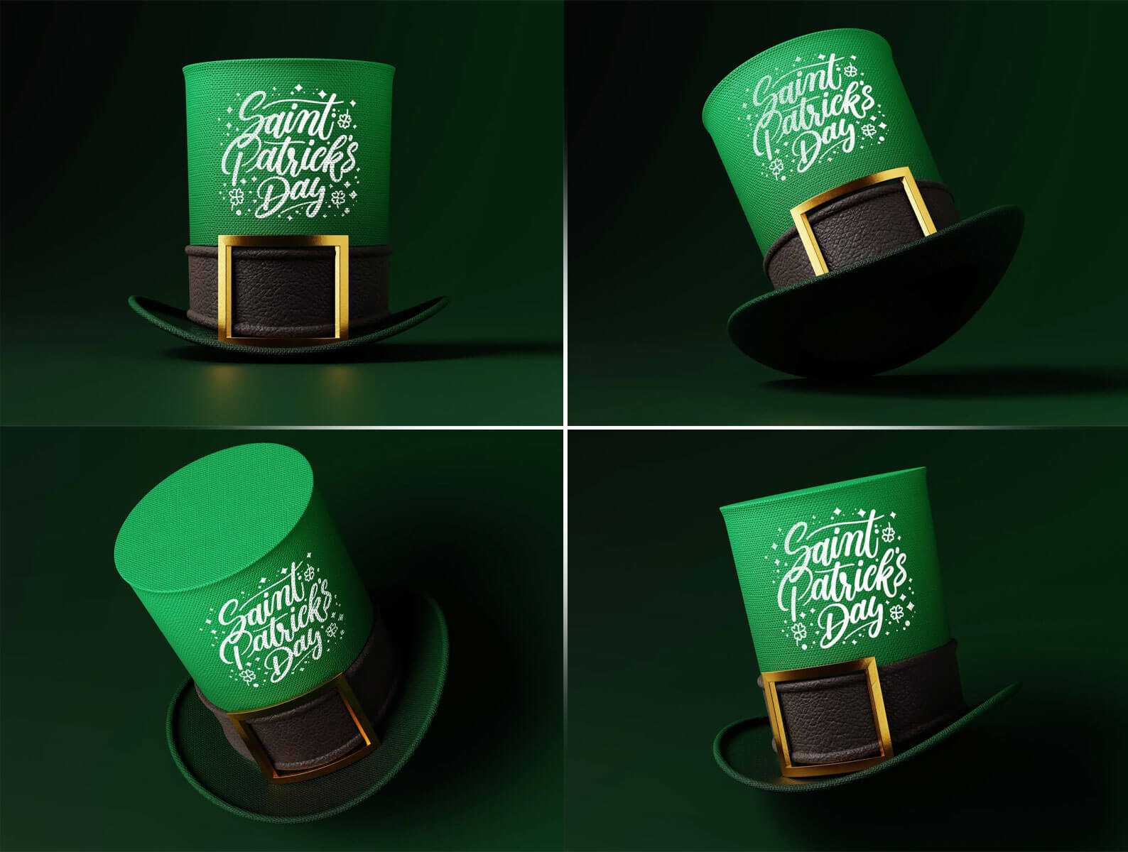 Free Green Buckle Hat Mockup PSD set