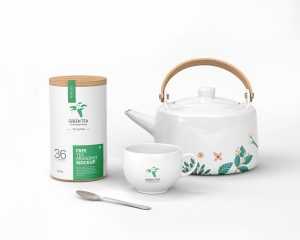 Free Green Tea Branding Mockup PSD