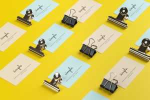 Free Grid Business Cards Mockup PSD