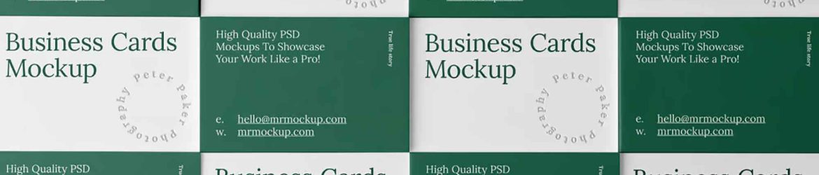 Free Grid Business Cards Scene Mockup