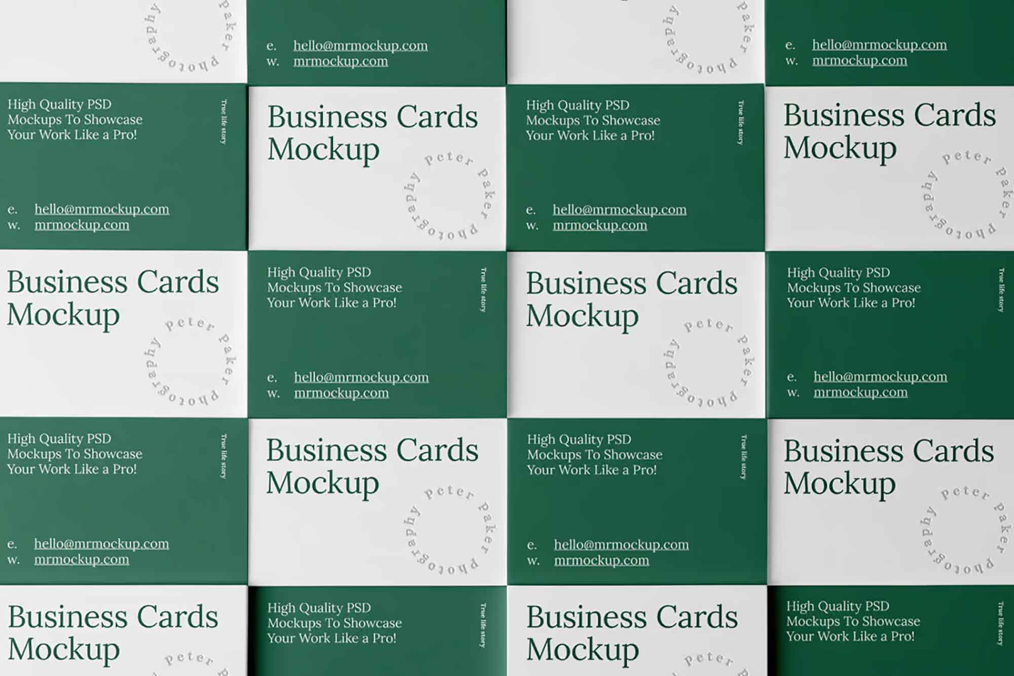 Free Grid Business Cards Scene Mockup