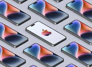 Free Grid iPhone 14 Pro Max Mockup PSD