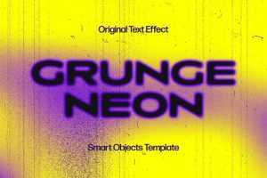 Free Grunge Neon Noisy Text Effect PSD