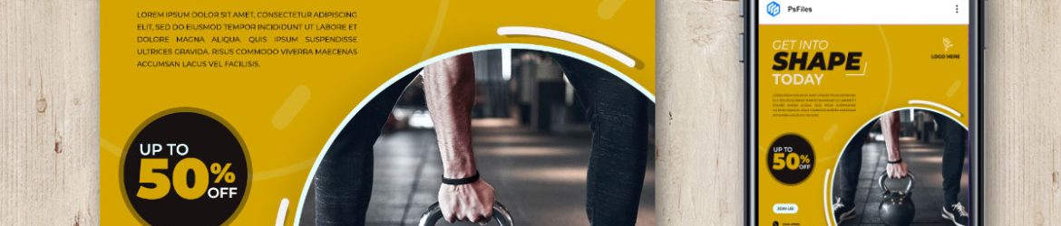Free Gym Centre Instagram Post Design PSD Template 04
