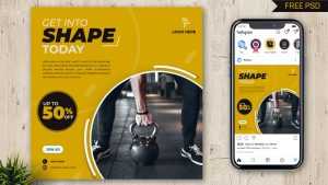 Free Gym Centre Instagram Post Design PSD Template 04