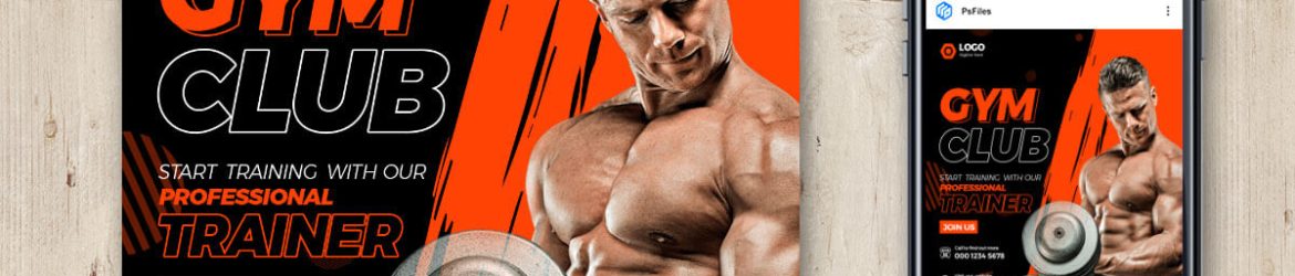 Free Gym Fitness Club Social Media Post Design PSD Template