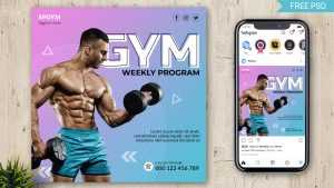 Free Gym Fitness Social Media Promo Post Design PSD Template