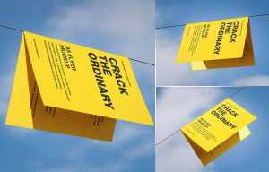Free Half Fold Brochure Mockup PSD – Single Fold Flyer Mockup 3 Angle Views Download