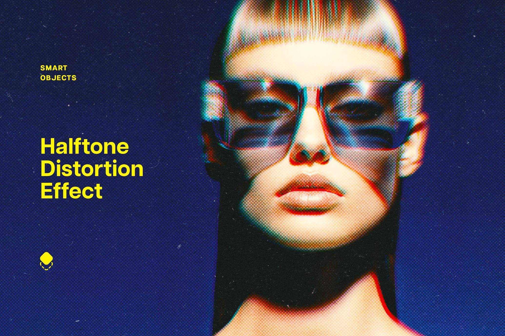 Free Halftone Distortion Photo Effect PSD
