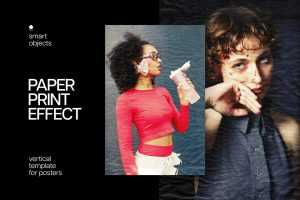Free Halftone Paper Poster Effect PSD