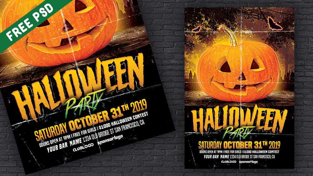 Free Halloween Club Party Free PSD Flyer Template