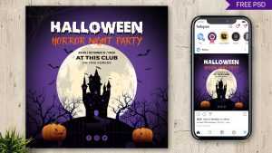 Free Halloween Horror Night Party Free Social Media Post Design PSD Template