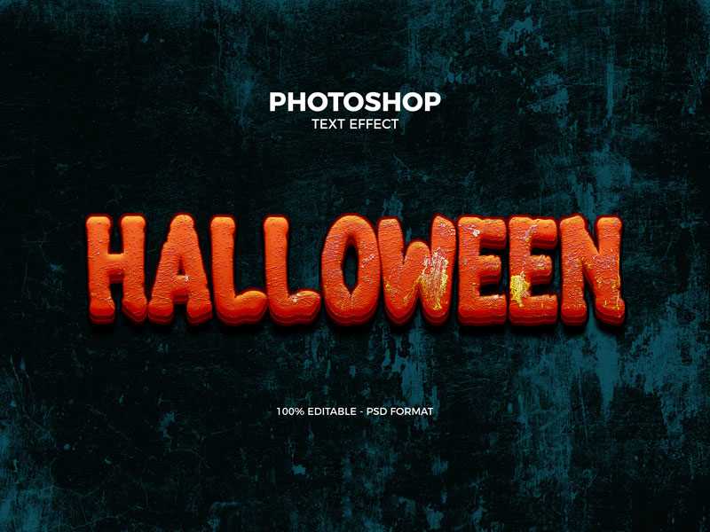 Free Halloween Scary Pumpkin Photoshop Text Effect PSD