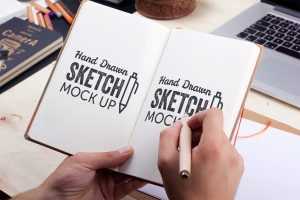 Free Hand-Drawn Sketch Mock-Up PSD