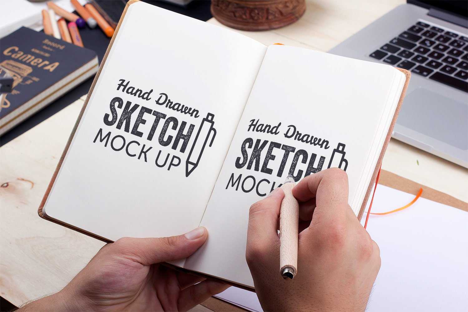 Free Hand-Drawn Sketch Mock-Up PSD