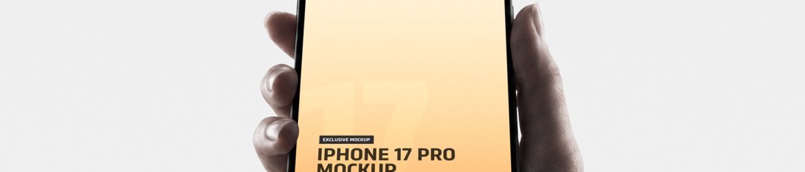 Free Hand Held iPhone 17 Pro Mockup on Minimal Background