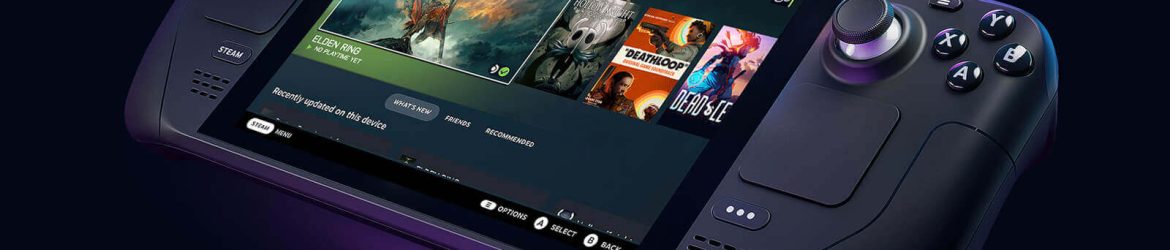 Free Hand-Held Steam Deck Game Console Mockup PSD