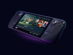 Free Hand-Held Steam Deck Game Console Mockup PSD