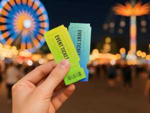 Free Hand-Holding Event Tickets Mockup PSD