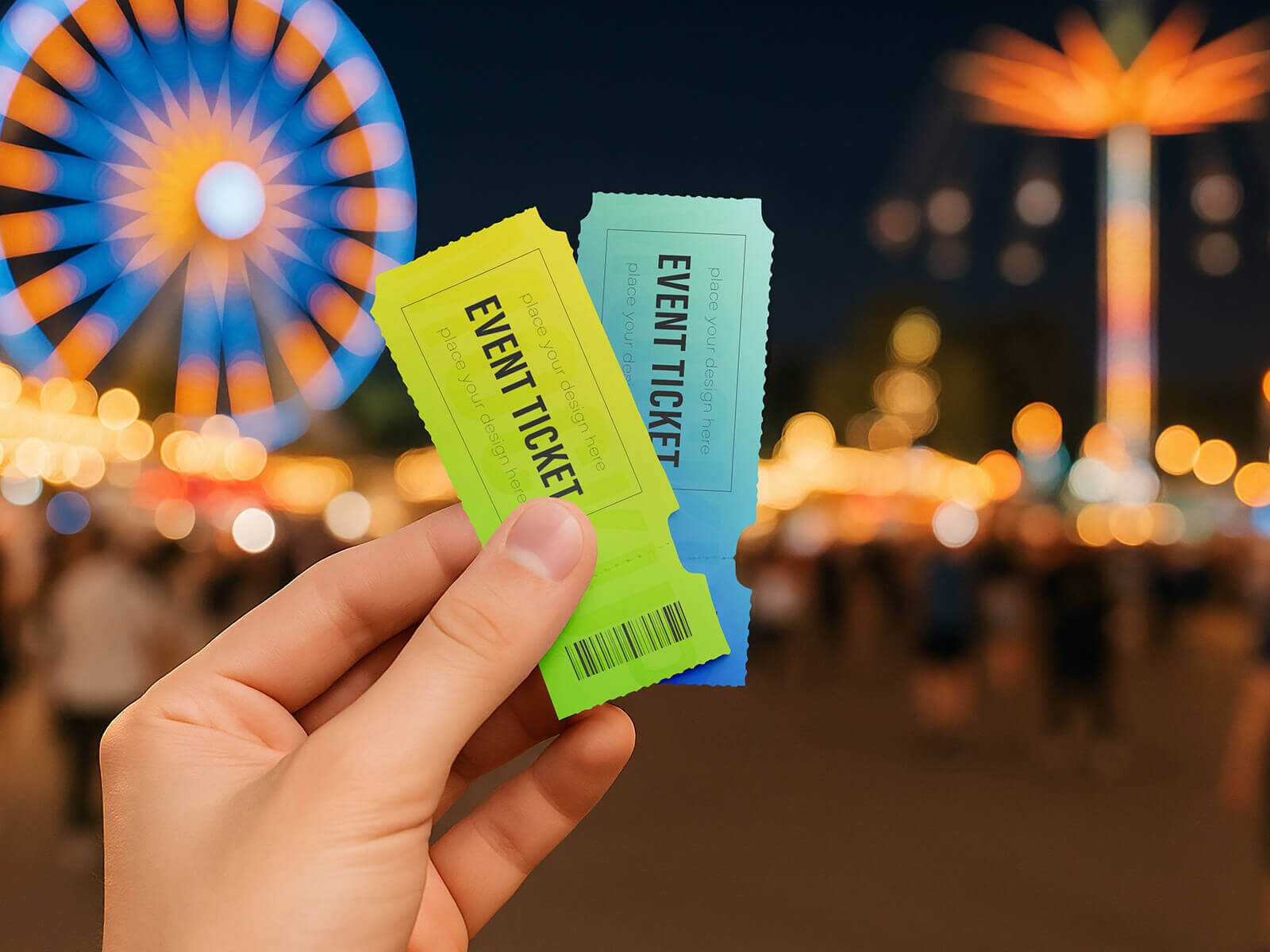 Free Hand-Holding Event Tickets Mockup PSD