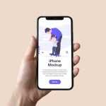 Free Hand Holding iPhone Mockup PSD