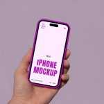 Free Hand Holding iPhone Pro Mockup