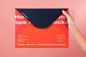 Free Hand Holding Large Envelope Cover Mockup PSD