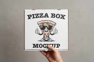 Free Hand Holding Pizza Box Mockup PSD