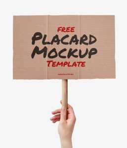 Free Hand Holding Placard Mockup PSD Template
