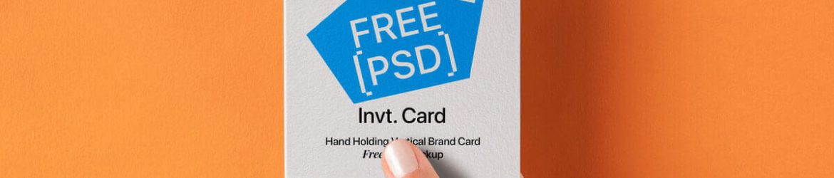 Free Hand Holding Vertical Greeting / Invite Card Mockup PSD PSD