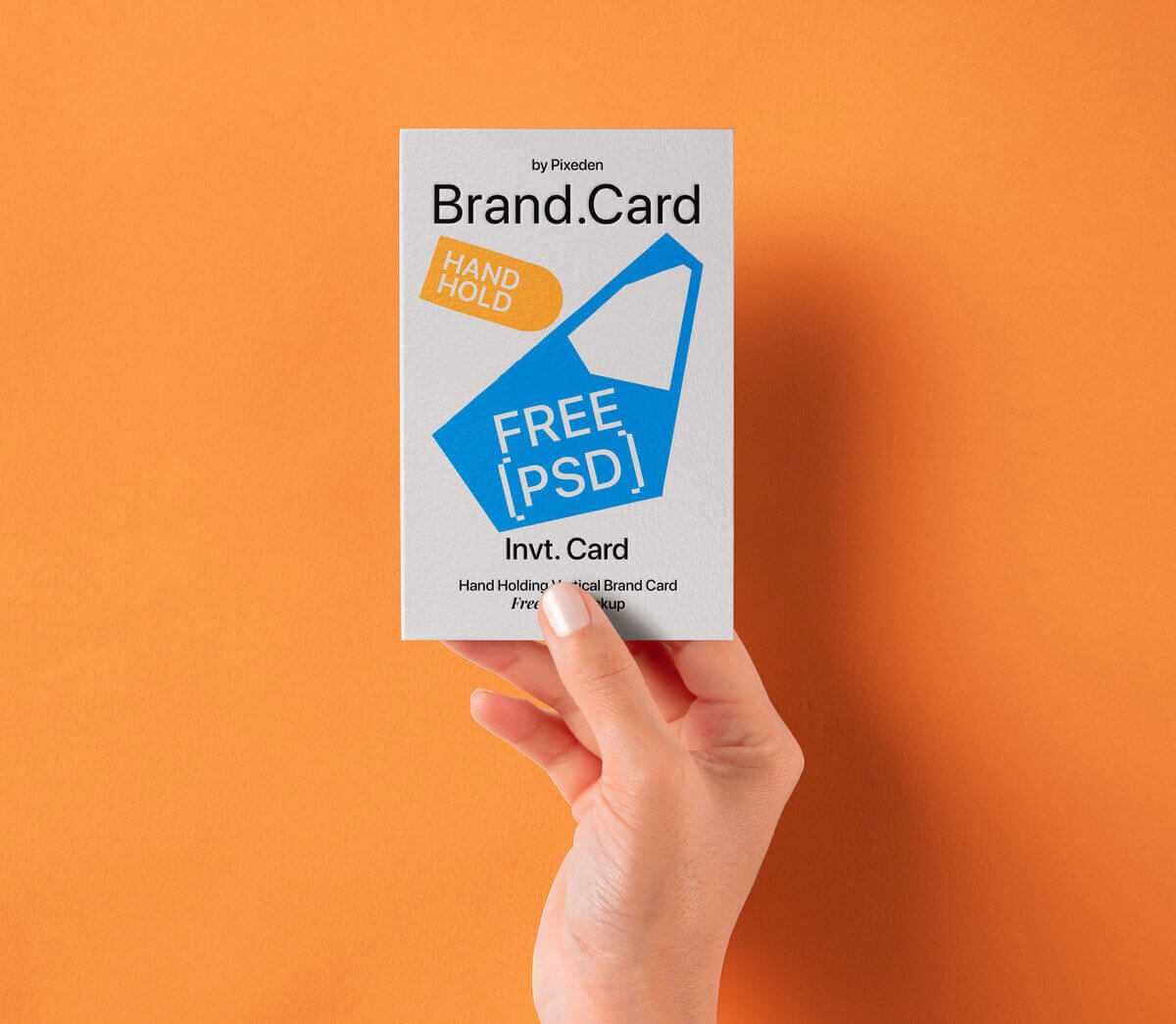 Free Hand Holding Vertical Greeting / Invite Card Mockup PSD PSD