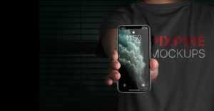 Free Handheld iPhone 11 Pro Mockup PSD