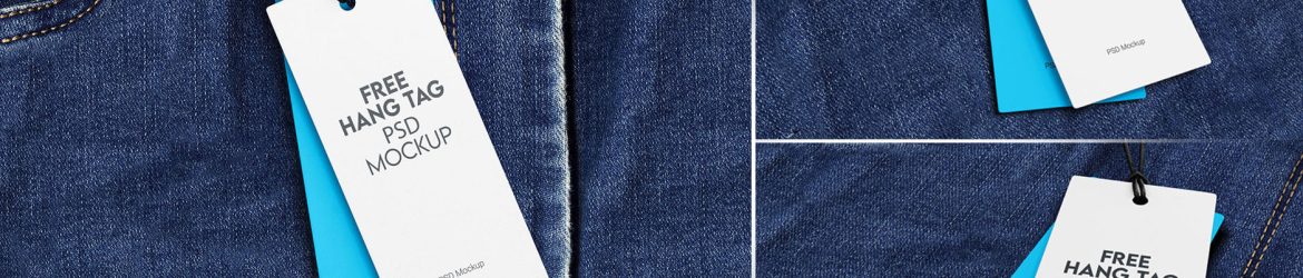 Free Hang Tags On Blue Jeans Mockup PSD Set