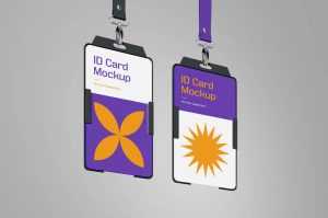 Free Hanging 2 ID Cards Mockup PSD