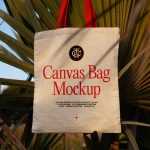Free Hanging Canvas Bag on Fence Mockup
