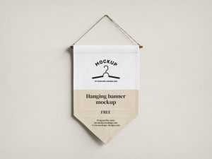 Free Hanging Canvas Banner Mockup 3 PSD Set