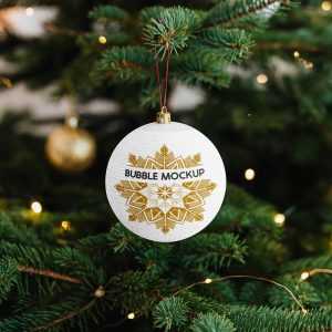 Free Hanging Christmas Ball Mockup PSD