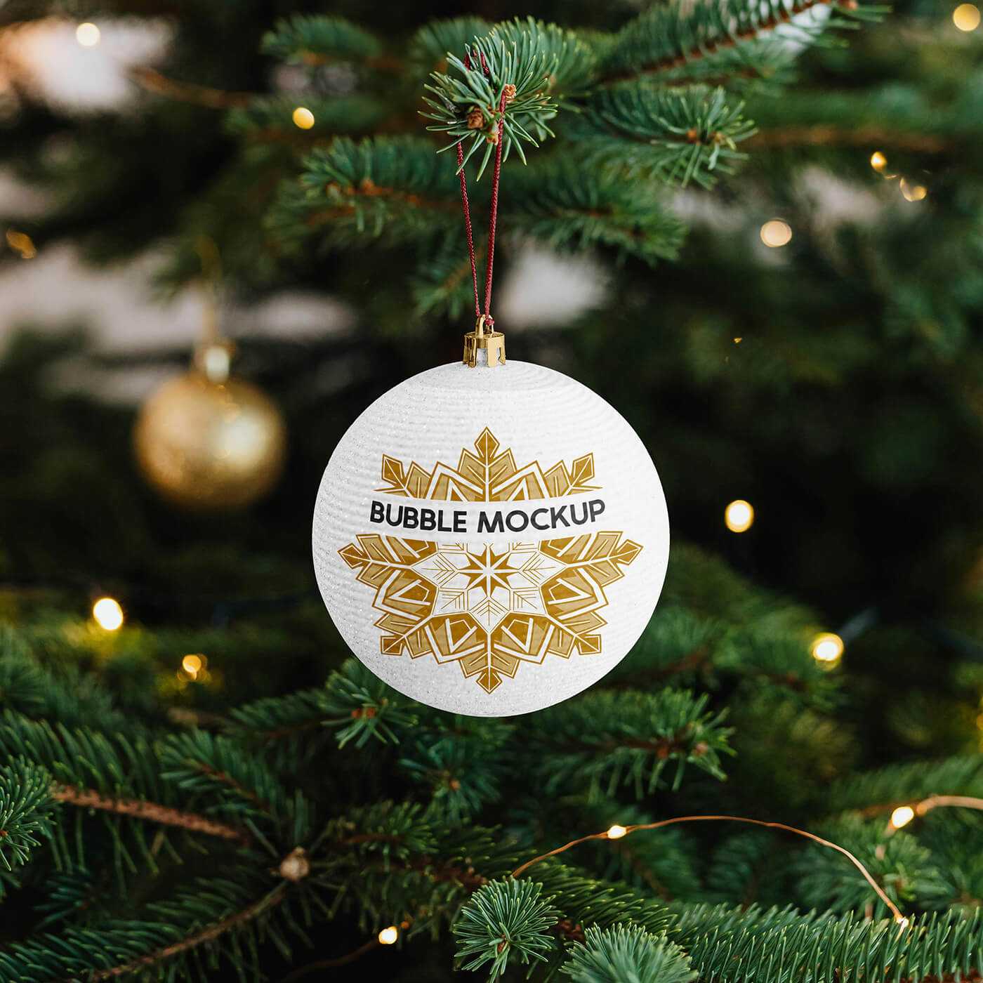 Free Hanging Christmas Ball Mockup PSD