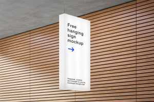 Free Hanging Illuminated Light Signage Box Mockups 3 PSD set