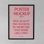 Free Hanging Poster Above The Desk Mockup