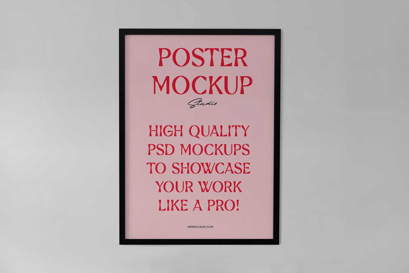 Free Hanging Poster Above The Desk Mockup