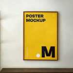 Free Hanging Poster on Wall Mockup