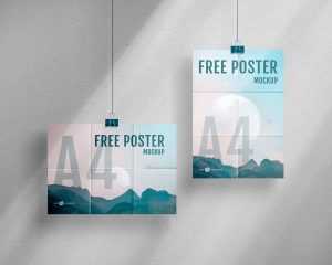 Free Hanging Posters Mockup 3 PSD Set - Best Free PSD Mockups