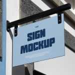 Free Hanging Rectangle Sign Mockup