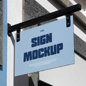 Free Hanging Rectangle Sign Mockup