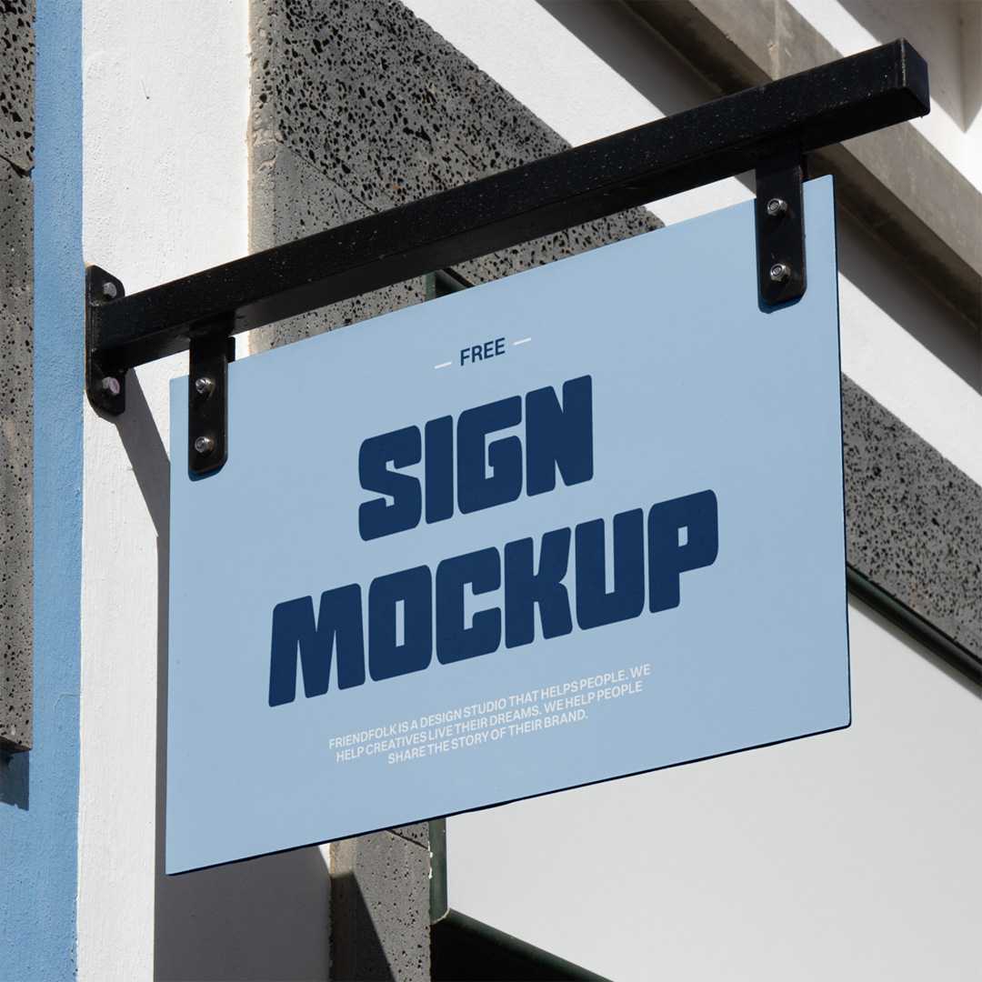 Free Hanging Rectangle Sign Mockup