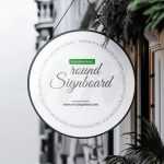 Free Hanging Round Signboard Mockup