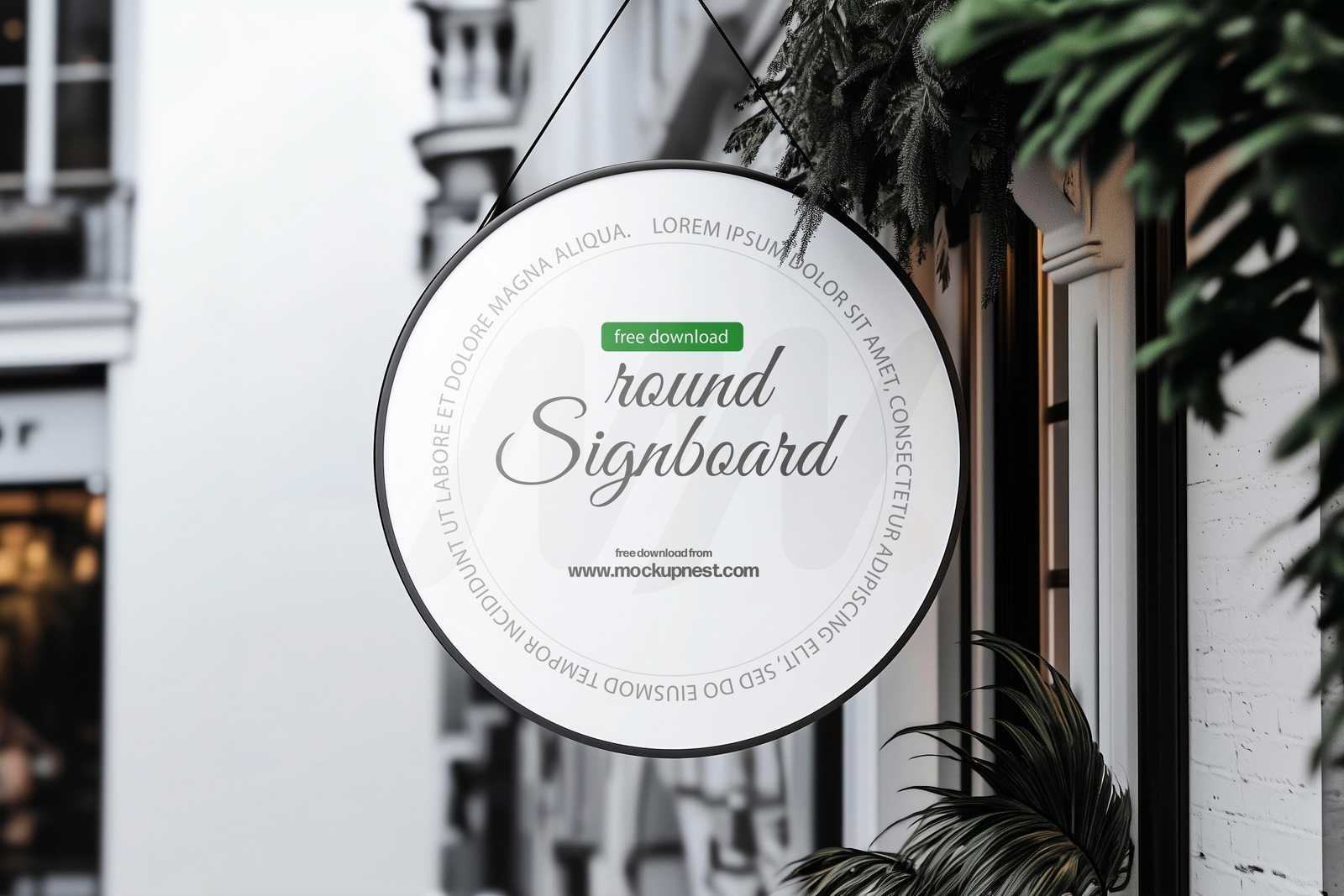 Free Hanging Round Signboard Mockup